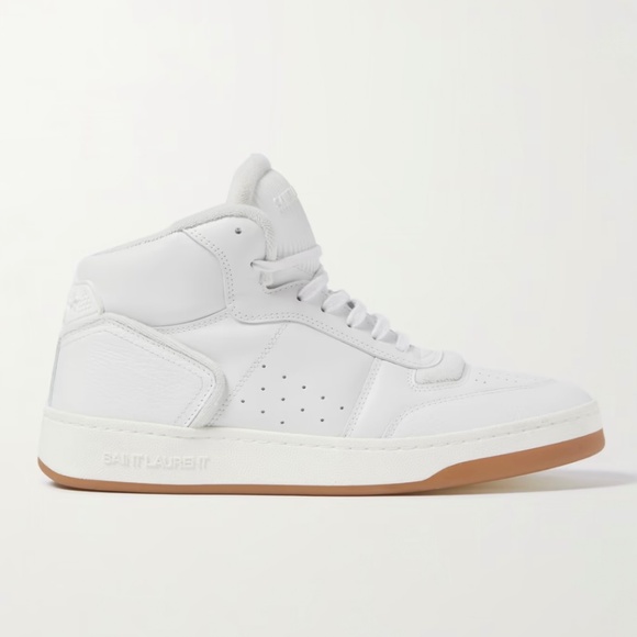 SAINT LAURENT NIB SL/80 Perforated White Leather Sneakers High Tops 43 10